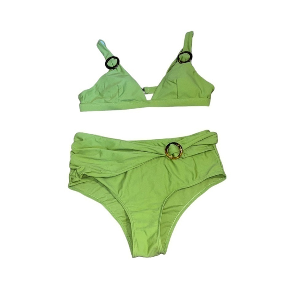 Chartreuse  Lime Green High Waisted Bikini Swimsuit